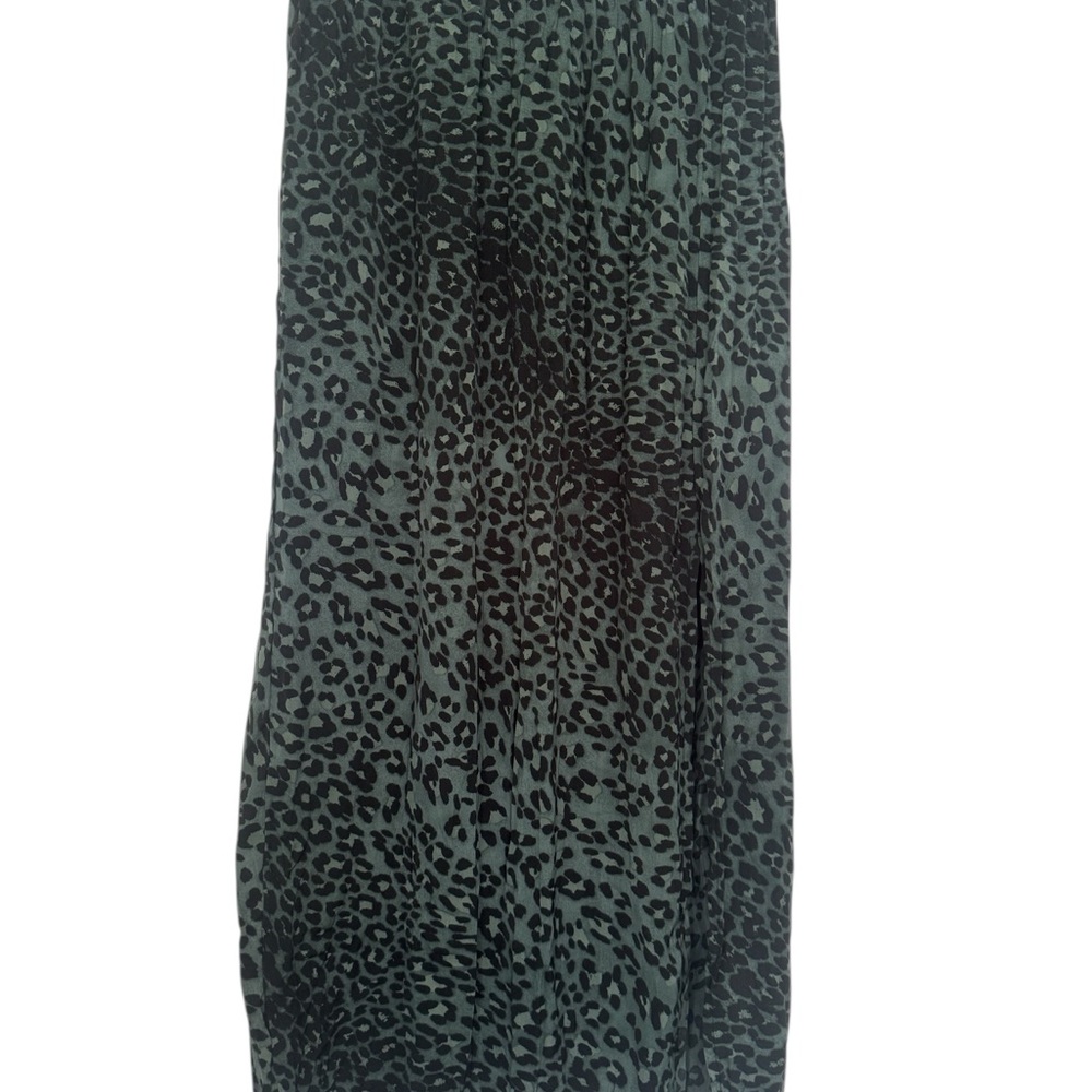 Elan Green and Black Leopard Print Maxi Skirt, Sz M NWT $78